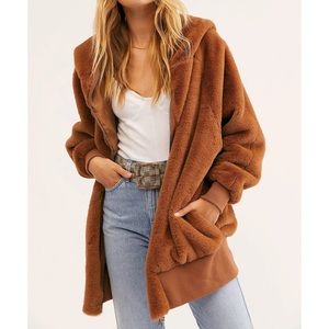 Free People Turn Up Zip Faux Fur Hoodie Jacket